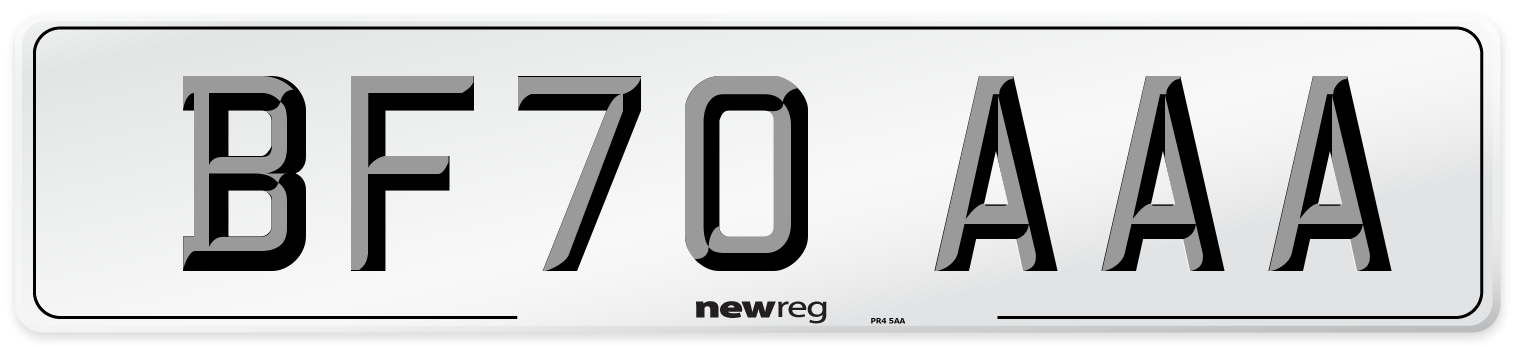 BF70 AAA Number Plate from New Reg